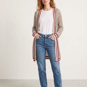 Anthropologie Maeve Varsity Metallic Open Knit Cardigan OS